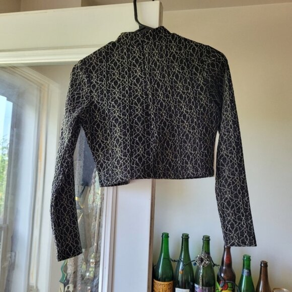 Motel rocks black and gold long sleeve textured crop top size xs - Picture 3 of 5